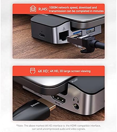 SJYDQ 9 az 1-ben USB-C-HUB-Típus C-HUB, hogy 4KHD RJ45 Jack 3.5 Multi USB 3.0 PD Adapter MacBook Pro USB-C Splitter c-Típusú