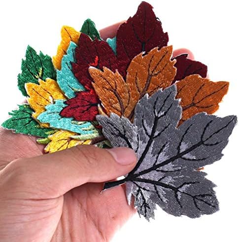 Onwon 5 Darab Színes Maple Leaf Foltok Vas/Varrni Hímzett Applied Motívum Juhar Levelek Hímzés Javítás Ruha, Dekoráció Javítás