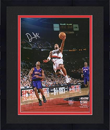 Keretes Damon Stoudamire Portland Trail Blazers Dedikált 8 x 10 Feküdt Fel vs Toronto Raptors Fénykép - Dedikált NBA-Fotók