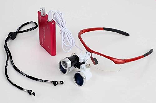Sebészeti Binokuláris Loupes 3,5 X Dolgozik Távolság 420mm Optikai Üveg, LED-es Fényszórók(Piros)