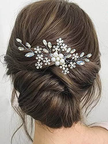 Heread Kristály Menyasszony Esküvői Haj Fésű Ezüst Gyöngy Esküvői Haj Darab Virág Haj Kiegészítők Nők, Lányok