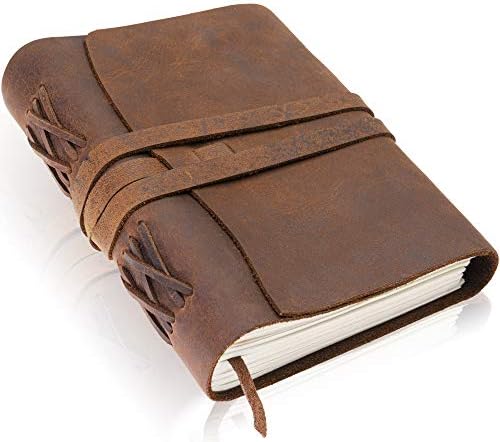 Scriveiner Prémium Kézzel készített Bőr Lap – 8x6 Inches Unlined Bőr Köteles a Napi Írás Notebook & naplót Írni Férfi & Nő,