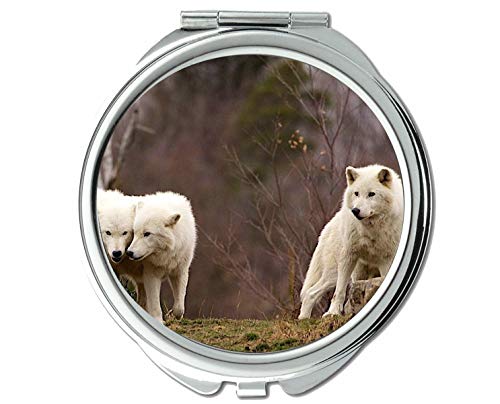 Tükör,Utazási Tükör,Állat, farkas őr zsebéből tükör,1 X 2X Nagyító