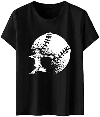 Női Baseball Nyomtatott Legénység Nyak Póló, Alkalmi, Rövid Ujjú Blúz, Maximum Sport Laza Fit Póló Tini Lányok