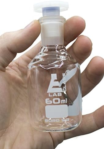 EISCO 60mL (2oz) Üveg Reagens Üvegbe saválló Polipropilén Dugóval, Boroszilikát 3.3 Üveg Labs