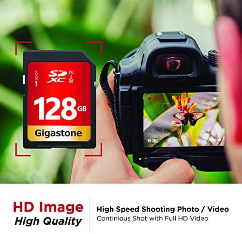 Gigastone 128GB 2-Pack-SD Kártya UHS-én U1 Class 10 SDXC Memória Kártya Nagy Sebességű Full HD Videó, Canon, Nikon Pentax,