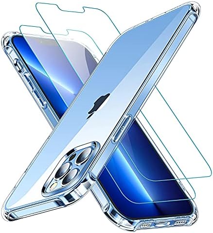 CANSHN Tiszta Kompatibilis iPhone 13 Pro Max-Ügyben [2 db Edzett Üveg kijelző Védő fólia] Tiszta Kompatibilis iPhone 13-ügyben