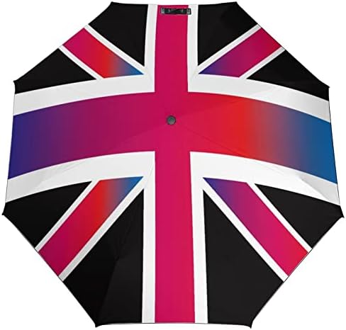 Union Jack Anglia Zászlók Utazási Esernyő Szélálló 3 Redők Auto Nyitva Közel Összecsukható Esernyő a Férfiak Nők