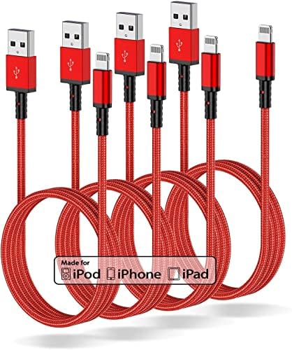 Uzeuza 4Pack 10ft iPhone Töltő Kábel, [ Mpi Hitelesített ] Hosszú Lightning-USB Kábel 10 Méter,10 Láb Nylon Gyorsan Apple