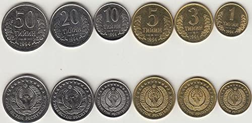 Üzbegisztán 1994 Készlet 6 Érmék