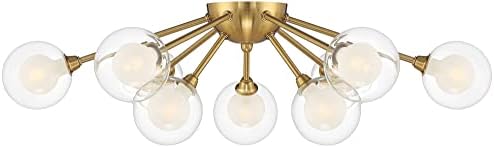Possini Euro Design Gömbök Modern Szputnyik Mennyezeti Lámpa Flush-Mount Lámpatest, 28 Széles Meleg Réz Arany 9-Light LED