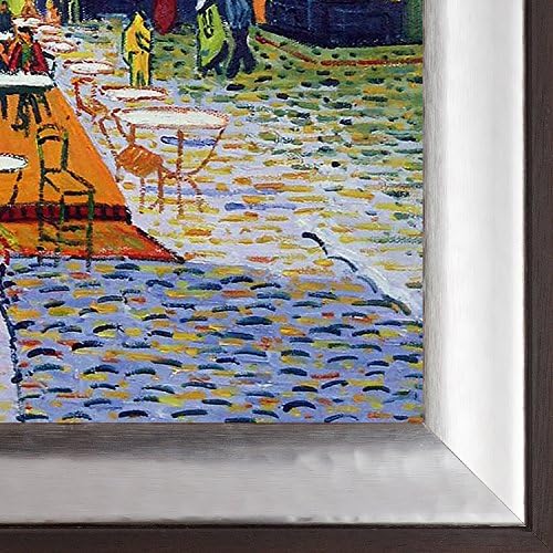 La Egyveleg, Kézzel Festett Olaj, Vászon Kávézó Terasz Éjszaka Vincent Van Gogh Keretes, 25.25 x 21.25, Multi-Színes