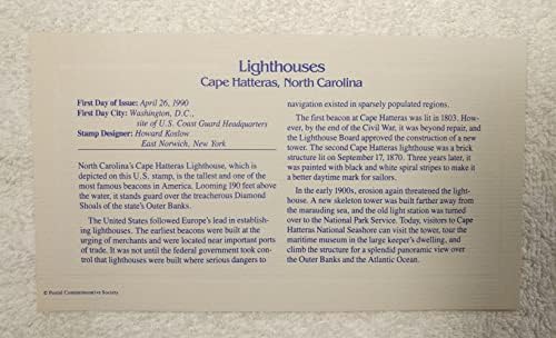 Világítótorony - a Hatteras-fok, Észak-Karolina - 22kt Arany Másolat Bélyegző/Első Nap Fedezze plusz Info Kártya - Postai