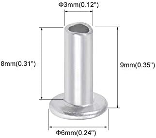 uxcell 200 Db 3 mm x 8 mm-es Alumínium Lapos Fejét Félig-Csöves Szegecsek Ezüst Hang
