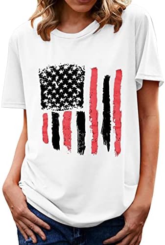 Negyedik július Ruhát a Nők USA Zászló Tshirt Függetlenség Napja Ing, Rövid Ujjú Sleeve Nyári Blúz, Maximum