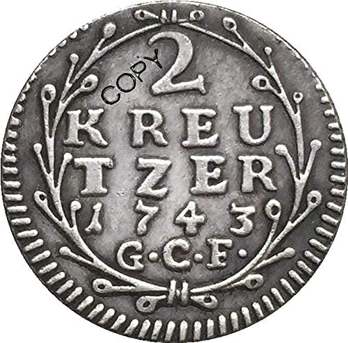 1743 német 2 Kreutzer - Ludwig VIII Érmék Másolás 18MM COPYSouvenir Újdonság Érme Érme Ajándék