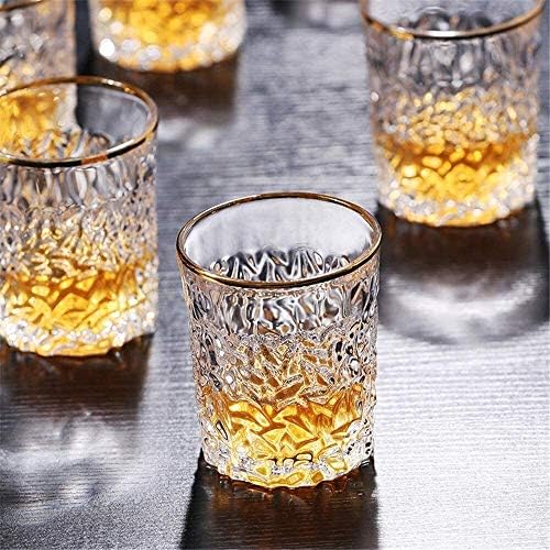 Arany Festés Whiskys Üveget Ajándék Szett 6 Elegáns Régi Szemüveg Klasszikus Likőrt, Derítő Egyedülálló 7 Tagú Európai Ólommentes