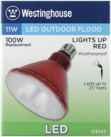 A Westinghouse Világítás 0314700 11W PAR38 LED Kültéri Izzó, Árvíz, Vörös E26 (Közepes) Bázis, 120V, Doboz