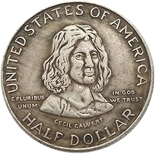 Antik Kézműves Amerikai Fél Dollár 1634-1934 Mary Silver Dollar Emlékérme Érme Gyűjtemény