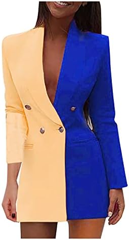 FOVIGUO Nyissa ki az Elülső Ünnep Kabátok Női Hüvely Teljes Kabátok, Alkalmi Munka Poliészter Kényelmes Zseb-Kényelmes, V-Nyak