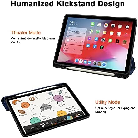 Ipad Smart Case Kompatibilis iPad Pro 12.9 Hüvelyk 2021/2020,Slim tok tolltartó,Trifold Állni PU Bőr Puha TPU Vissza védőburkolat(Kék,