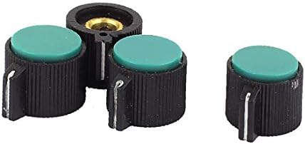 X-mosás ragályos 6 mm átmérőjű Műanyag Tengely Rotary Encoder Gomb Kupak 4db Zöld, Fekete(Tapa perilla giratoria de plástico
