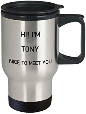 Tony vagyok Utazási Bögre Egyedi Nevet Pohár Ajándék Férfiaknak, Nőknek 14oz Rozsdamentes Acél