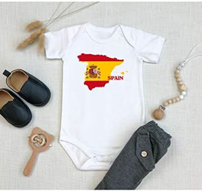 TripleBDesigns Spanyolország Aranyos Body Újszülött Csecsemő Rugdalózó Zászló Játszó