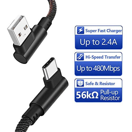 Megfelelő Szögben Típusú USB-C Kábel 90 Fokos Dupla Oldalon, Megfordítható Fonott Nylon Hosszú Kábel Gyors Töltés USB-A Típusú