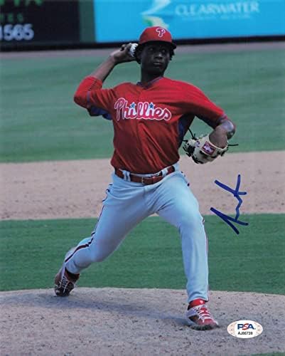 SIXTO SANCHEZ aláírt 8x10 fotó PSA/DNS-Philadelphia Phillies Aláírt - Dedikált MLB Fotók