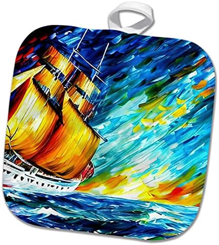 3dRose Magas Hajó Digitális Művészet. Fantasztikus Hajó Az Utolsó Pillanatra Nap - Potholders (phl-375682-1)