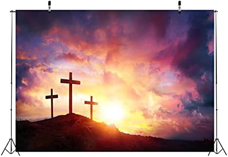 CORFOTO Szövet 9x6ft Feszület Hátteret Fotózás Naplemente Csúcs Latin Kereszt Jézus Krisztus Szent Vallási Háttér Szülinapi