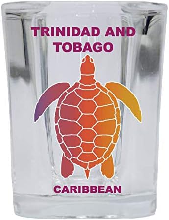 Trinidad and Tobago Karib-Szuvenír Szivárvány Teknős Design Square Pohár