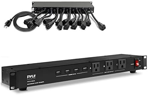 Pyle 19 Outlet 1U 19 állványba szerelhető PDU Elosztó Ellátási Központ Kondicionáló Szalag Egység túlfeszültségvédő Kábel
