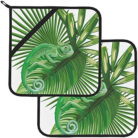 Gyík Trópusi Dzsungel Állat Edényfogó Hurkok hőálló Forró Pad 2 Db kaspókat, a Zsebek 8×8 Hüvelykes Sütés-Főzés