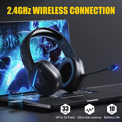 SOMIC 2.4 G Wireless Gaming Headset Mikrofonnal a PS5, PS4, Számítógép Gamer Fejhallgató Sztereó Hang, Levehető Mikrofon,