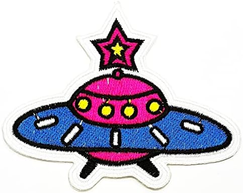Kleenplus UFO Űrhajó Aranyos Rózsaszín Rajzfilm Gyerekeknek Gyerekek Vas a Foltok Tevékenységek Hímzett Logó Öltözteti Farmer