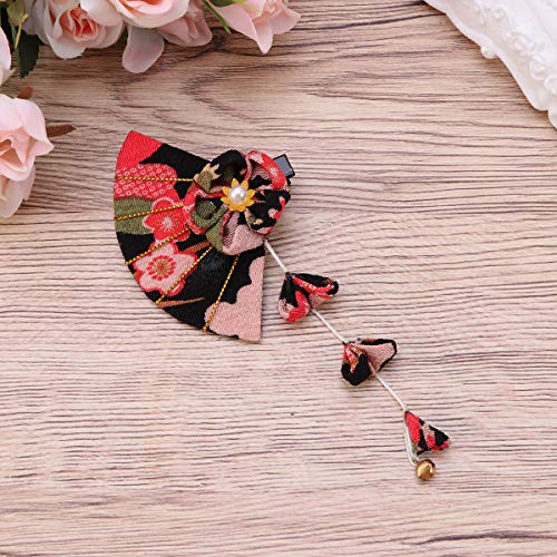 Évjárat Dekoráció Japán stílusú hajtű virág tassel hajcsat legyező alakú ruhával csatot a lány, nő (fekete) Japán Dekoráció