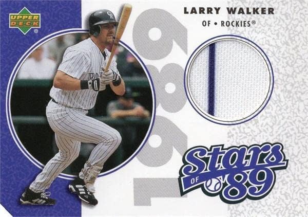 Larry Walker játékos kopott jersey-i javítás baseball kártya (Colorado Rockies) 2002 Felső szint Csillagok SLLW csíkos -
