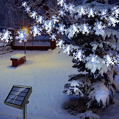 Windpnn 55Ft 100 LED-es Napelemes Karácsonyi Hópehely Lámpák Kültéri, 8 Módok Kültéri Karácsonyi Tündér Fények, Vízálló Napenergia
