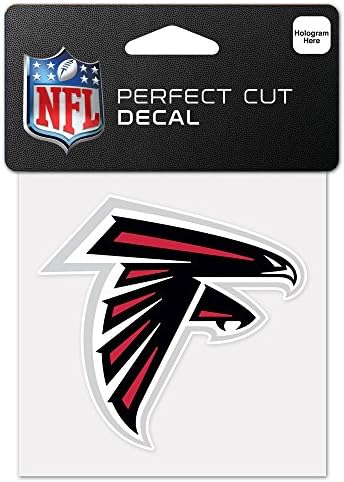 WinCraft NFL Atlanta Falcons 63036011 Tökéletes Vágás Színes Matrica, 4 x 4, Fekete