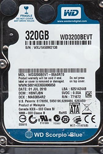 WD3200BEVT-00A0RT0 Western Digital 320GB 5400RPM SATA 3.0 gb / s 2,5 hüvelykes Skorpió Merevlemez