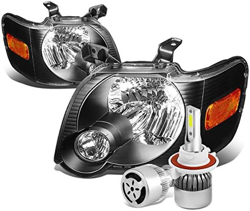 Kompatibilis Ford Explorer/Sport Trac U251 Fekete Ház Amber Sarokban Fényszóró + H13 LED átalakító Készlet W/Ventilátor