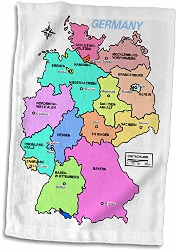 3dRose Florence Dekorációval II - Színes Térkép Németország - Törölköző (twl-50884-1)