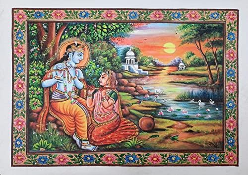 Krisna Pedig Radha Festmény Krishna Festmény Miniatűr Festmény, Festmény, Vászon Falikárpitok Krishna Képek Művészi Falfestmények