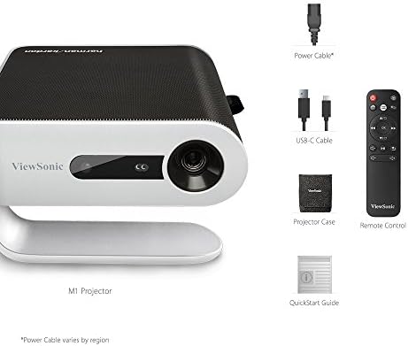 ViewSonic M1 Hordozható LED Projektor Automatikus trapéz alakú, Kettős Harman Kardon Hangszórók, HDMI, USB C, Patak Netflix