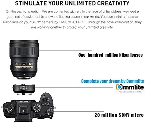 Commlite CM-ENF-E1 Pro Nikon F-Mount Objektív Sony E-Mount Autofókusz Elektronikus Objektív Adapter w/Blende Vezérlés, Beépített,