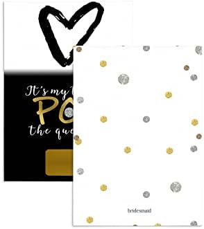 Papír Okos Fél Fekete-Arany Koszorúslány Karcolás Off a Borítékok Csomag 7 Javaslat Kártyák Esküvői Kísérők Tartalmazza koszorúslány