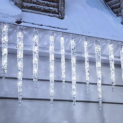 Jégcsap Lámpák Kültéri Klipek - 18.7 ft 100 LED 20 Csövek Csillogó Kristály Jégcsap String Fények, Csatlakoztatható Vízálló