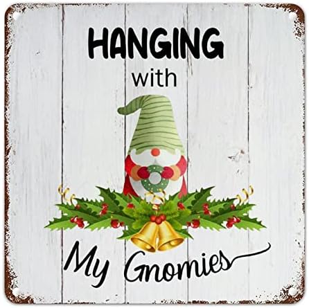 Lóg A Gnome Fém Fali Tábla Karácsonyi Dekoráció Téli Vintage Retro Fali Tábla Jingle Bell Karácsonyi Koszorú Férfiak Barlang